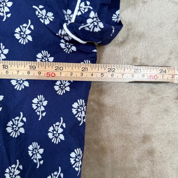 J.Crew Factory 100% Cotton Pajama Set Navy Floral Short Sleeve Button Down | M - Picture 9 of 12